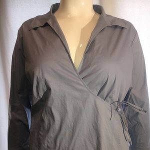 Christine Alt Wrap Blouse with Ties 18W Blue NWT